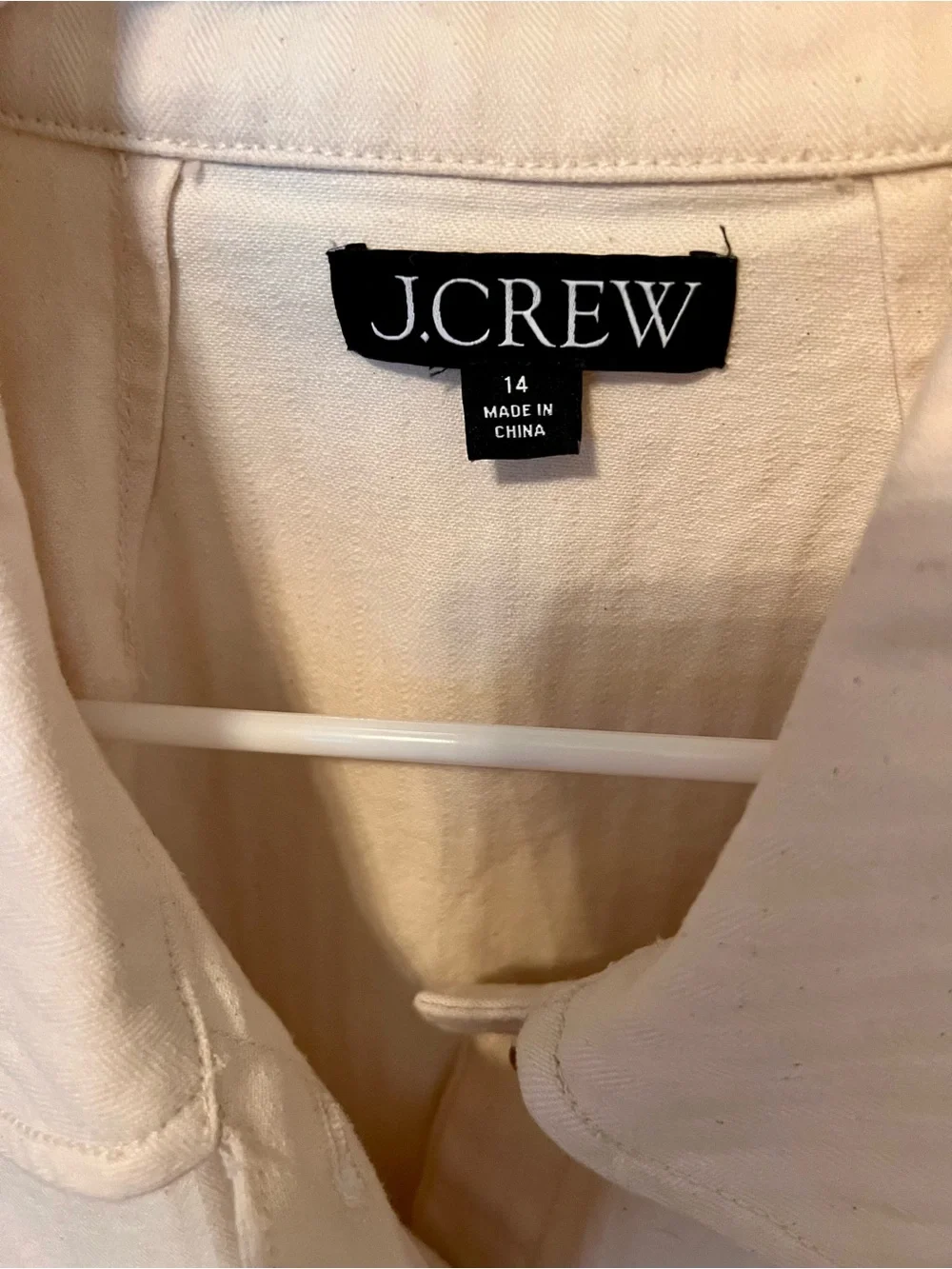 J. Crew Short Sleeve Ecru Denim Button-Front Pocket Shirt/Jacket